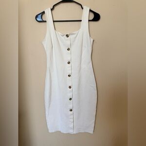 NWOT Shinestar White Button-Front Tank Dress fitted bodycon bachelorette party